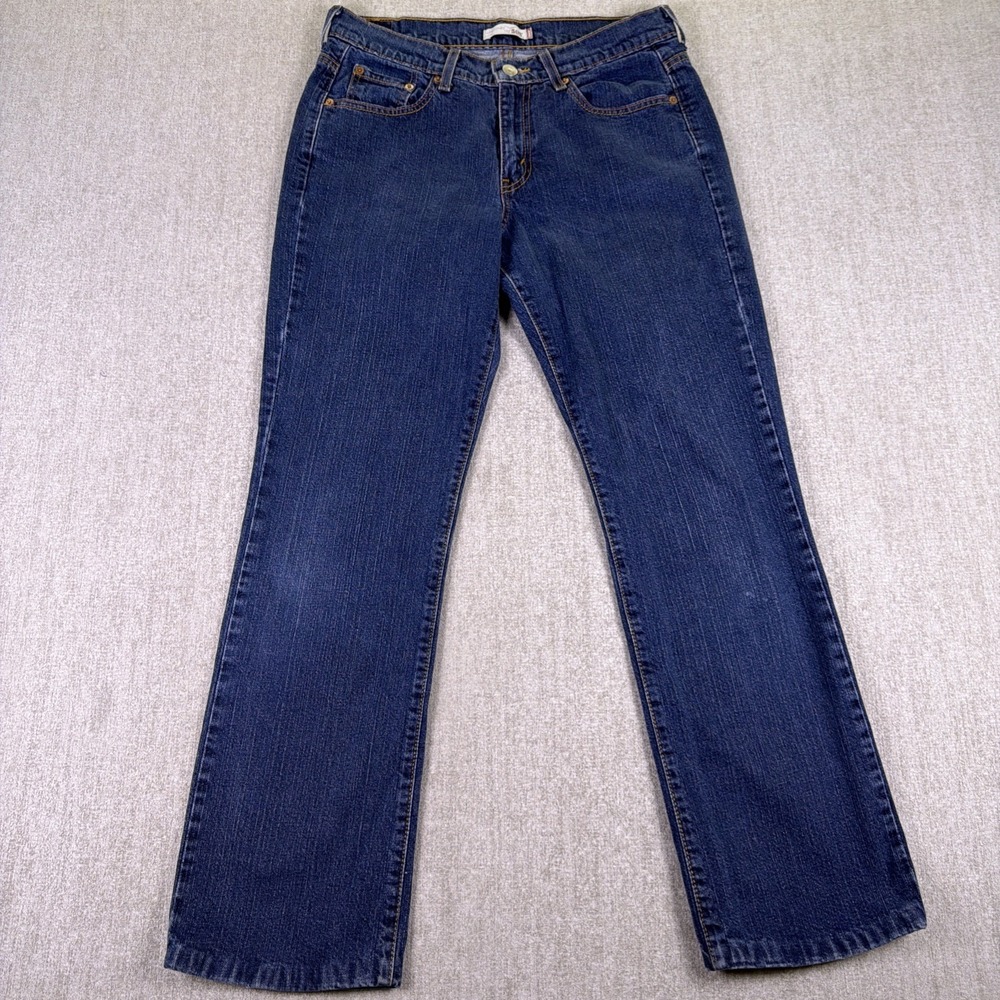 LEVIS 505 Jean Womens Size 8 Straight Leg Mid Rise Dark Wash Stretch Denim 30x32